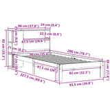 Bookcase Bed without Mattress 90x200cm Solid Wood Pine 3322538