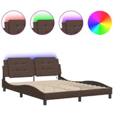 Bed Frame with LED without Mattress "Zadar" Brown 160x200 cm 3214119