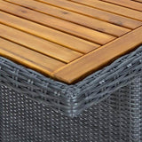 Garden Table Dark Grey Poly Rattan and Solid Acacia Wood 313310