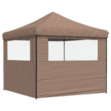 ZNTS Foldable Party Tent Pop-Up with 2 Sidewalls Brown 4004925