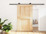Sliding Door Natural and Black 90 x 210 cm Solid Pine Wood 3444995