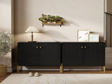 Sideboard Buffet Cabinet, Coffee Bar Cabinet with Fluted Doors and Adjustable Shelf, Black T3398P552581