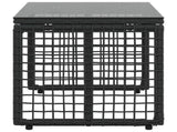 Outdoor Table Black 80 x 40 x 40 cm PE Rattan and Glass 42025182
