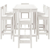 7 Piece Garden Bar Set White Solid Wood Pine 3154761