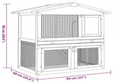 Outdoor Rabbit Hutch Small Animal House Pet Cage 3 Doors Wood 170160