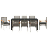 Garden Dining Set with Cushion 9 pcs Grey and Black Rattan 3380826