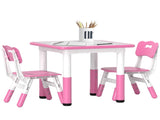 Height Adjustable Toddler Table and Chair Set, 3-Piece Children Activity Table w/ 2 Chairs for T3398P379033