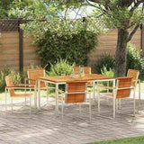 Garden Dining Set 7 pcs Solid Teak Wood and Stainless Steel 3334824
