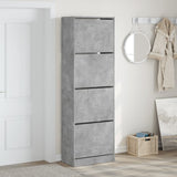 Shoe Cabinet with 4 Flip-Drawers Concrete Grey 60x34x187.5 cm 3214374