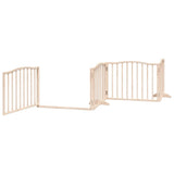 Dog Gate with Door Foldable 4 Panels 320 cm Poplar Wood 352209