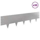 Lawn Edging 30 pcs 100 x 25 cm Steel Silver 8008616