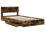 Storage Bed with Drawer Smoked Oak 100 x 200 cm Engineered Wood 3410830