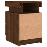 Bedside Cabinet with LED Lights Brown Oak 35x39x55 cm 836761