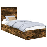 Storage Bed with Drawer Smoked Oak 75 x 190 cm Engineered Wood 3411261