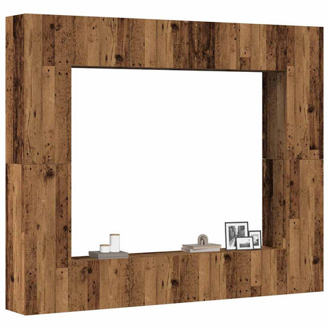 ZNTS Wall Mounted TV cabinets 8 pcs Old Wood Engineered Wood 3328953