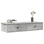 ZNTS Wall Shelf with Drawers Concrete Grey 100x37.5x19 cm Engineered Wood 859962