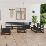 9 Piece Garden Lounge Set Black Solid Pinewood 3075438