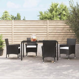 Garden Chairs with Cushions 4 pcs Black Poly Rattan 362527