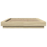 Bed Frame with LED Lights without Mattress Sonoma Oak 135x190cm 3281135