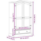 Wardrobe "Corona" 101x52x170 cm Solid Wood Pine 4005662