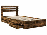 Bed Frame with Drawer Smoked Oak 90 x 200 cm Engineer Wood 3411532