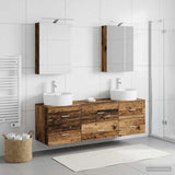 Bathroom Furniture Set 5 pcs Old Wood Engineered Wood and Glass 3406877