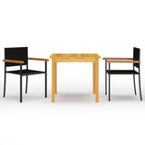 Dining Set Black Solid Acacia wood Small Durable 3067714