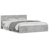 Bed Frame Concrete Grey Engineered wood, Plywood Double Modern 3207486
