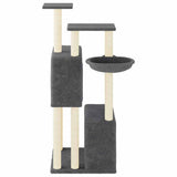 Cat Tree with Sisal Scratching Posts Dark Grey 122 cm 172054