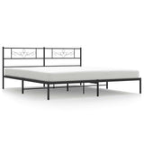 Metal Bed Frame without Mattress with Headboard Black 193x203cm 355273