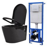 Wall Hung Toilet with Concealed Cistern Ceramic Black 274670