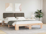 Bed Frame with Upholstered Headboard Natural and Taupe 877422