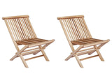 Folding Garden Chair 2 pcs Natural Solid Teak Wood 42028481