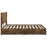 Bed Frame with Storage and Headboard Smoked Oak 160 x 200 cm 3414011