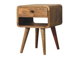 Solid Wood Mini Oak-ish Curve Lower Bedside, 1 Drawer and Open Slot B2743P402939