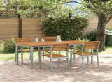 Garden Dining Set 5 pcs Grey Solid Acacia Wood 3284409