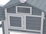 Small Chicken Coop with Run Hen House Poultry Coops Cages Nesting Box Grey 150.5 x 54 x 87cm T3398P350034