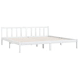 Bed Frame without Mattress White Solid Wood Super King Size 810098