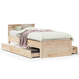 Bed Frame without Mattress with Headboard 75x190 cm Small Single Solid Wood Pine 3308789