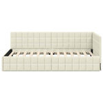 Corner Bed Frame with Headboard Cream 90 x 190 cm Velvet 42016385