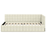 Corner Bed Frame with Headboard Cream 90 cm x 200 cm Velvet 42016395