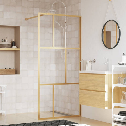 Walk-in Shower Wall with Clear ESG Glass Gold 80x195 cm 154953