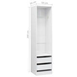 ZNTS Wardrobe with Drawers High Gloss White 50x50x200 cm Engineered Wood 800618