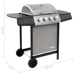 Gas BBQ Grill with 4 Burners Black and Silver 48547