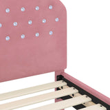 Children's Bed Frame with Headboard Pink 90 x 190 cm Velvet 42011123