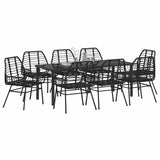 Garden Dining Set 9 pcs Black Poly Rattan 3380847
