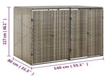 Double Wheelie Bin Shed Grey 140x80x117 cm Poly Rattan 319865