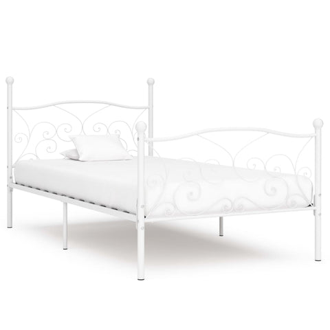 Bed Frame without Mattress with Slatted Base White Metal 90x200 cm 284447