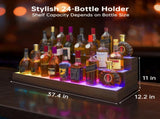 LED Lighted Liquor Bottle Display Shelf, 37 Inch Bar Display Shelf, DIY Illuminated Bottle Shelf T3272P475049