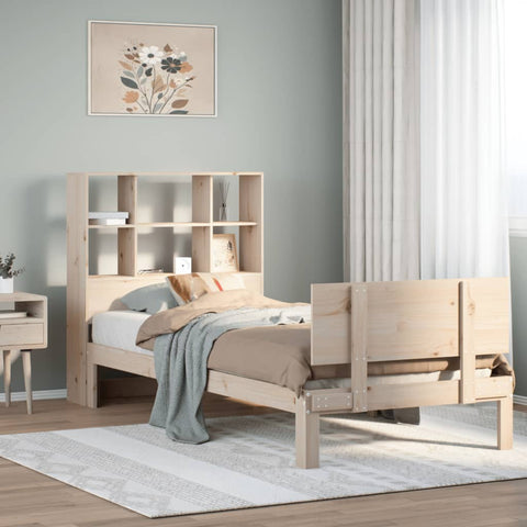 ZNTS Bookcase Bed without Mattress 75x190cm Small Single Solid Wood Pine 3322650